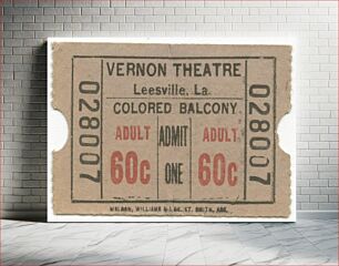 Πίνακας, Ticket for the "Colored Balcony" of the Vernon Theatre, National Museum of African American History and Culture
