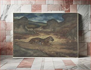 Πίνακας, Tiger in Landscape by Antoine-Louis Barye