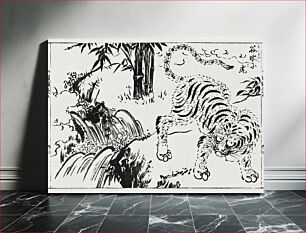 Πίνακας, Tiger near a cataract (1720) by Tachibana Morikuni
