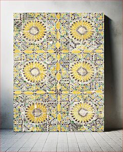 Πίνακας, Tile panel of 96 tiles, decorated with geometric patterns (1840–1860) by anonymous