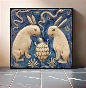 Πίνακας, Tile with two rabbits, two snakes and a tortoise