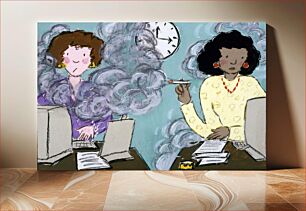 Πίνακας, Title I Mind Very Much If You Smoke CartoonDescription A cartoon of two women, in a working situation, with one of the women smokiing