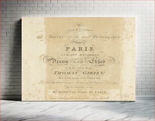 Πίνακας, Title Page for: A Selection of the Most Picturesque Views in Paris and its Environs