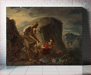Πίνακας, Tobiaan tarina, tobias ja enkeli pyydystävät kalan, 1820 - 1823, by Alexander Lauréus