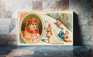 Πίνακας, Tobogganing, from the Games and Sports series (N165) for Old Judge Cigarettes