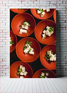 Πίνακας, Tofu in Red Bowls Tofu σε κόκκινα μπολ