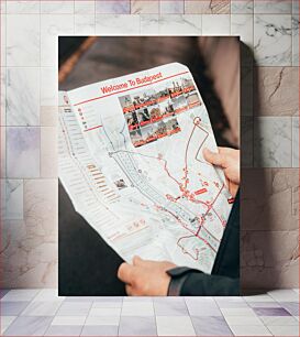 Πίνακας, Tourist Holding a City Map of Budapest Τουρίστας που κρατά έναν χάρτη της πόλης της Βουδαπέστης