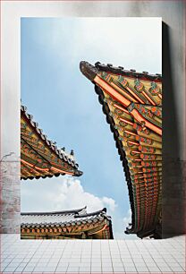 Πίνακας, Traditional Asian Architecture Against Blue Sky Παραδοσιακή ασιατική αρχιτεκτονική ενάντια στο γαλάζιο του ουρανού
