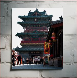 Πίνακας, Traditional Chinese Architecture and Street Scene Παραδοσιακή κινεζική αρχιτεκτονική και σκηνή του δρόμου