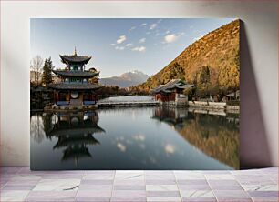 Πίνακας, Traditional Chinese Architecture by a Lake Παραδοσιακή κινεζική αρχιτεκτονική δίπλα σε μια λίμνη