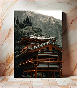 Πίνακας, Traditional Japanese Temple in the Mountains Παραδοσιακός ιαπωνικός ναός στα βουνά