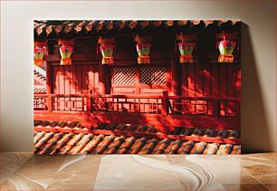 Πίνακας, Traditional Red Lanterns on Red Building Παραδοσιακά κόκκινα φανάρια στο κόκκινο κτίριο