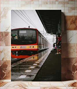 Πίνακας, Train at a Station in the Rain Τρένο σε έναν σταθμό στη βροχή