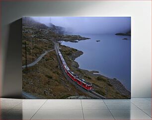 Πίνακας, Train in Misty Mountain Landscape Τρένο στο Misty Mountain Landscape