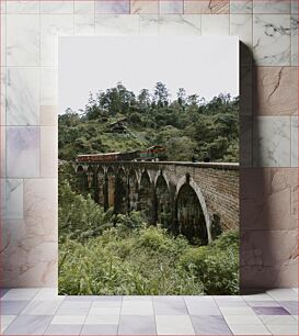 Πίνακας, Train on a Stone Bridge in a Lush Forest Τρένο σε μια πέτρινη γέφυρα σε ένα καταπράσινο δάσος