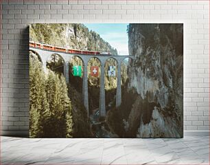 Πίνακας, Train on Viaduct in Alpine Landscape Τρένο στην οδογέφυρα σε αλπικό τοπίο