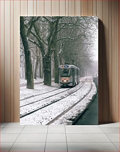 Πίνακας, Tram in Snowy Winter Landscape Τραμ στο χιονισμένο χειμερινό τοπίο