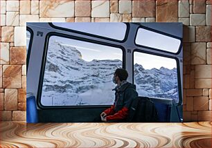 Πίνακας, Traveler Viewing Snowy Mountains Ταξιδιώτης που βλέπει τα Χιονισμένα Βουνά