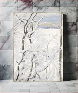 Πίνακας, Tree in winter (1923) snowy painting by Pekka Halonen