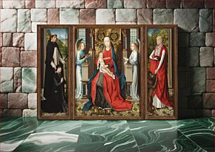 Πίνακας, Triptych of Madonna and Child with Angels; Donor and His Patron Saint Peter Martyr; and Saint Jerome and His Lion by Master of the St Lucy Legend