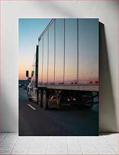 Πίνακας, Truck on Highway at Sunset Φορτηγό στην εθνική οδό στο ηλιοβασίλεμα