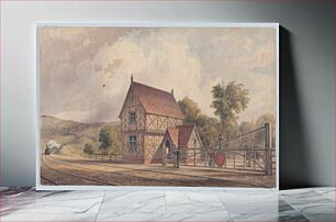 Πίνακας, Tudor Style Rural Train Station and Railroad Crossing by John Connell Ogle