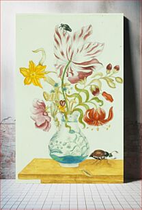 Πίνακας, Tulip, Lily, Rose, etc. in Vase, with Insects