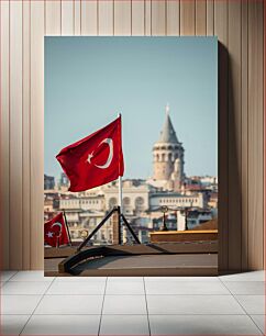 Πίνακας, Turkish Flags and Cityscape Τουρκικές σημαίες και αστικό τοπίο