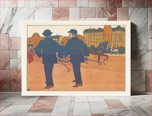 Πίνακας, Twee wandelende mannen met bolhoed by Bernard Boutet de Monvel (1881-1949)