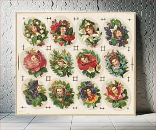 Πίνακας, Twelve small floral portraits on one sheet