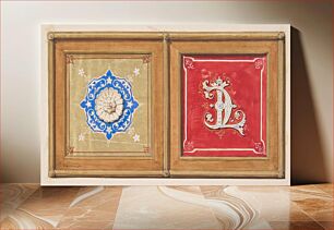 Πίνακας, Two alternative designs for the painted decoration of a panel (one with the intertwined initials CL) by Jules-Edmond-Charles Lachaise and Eugène-Pierre Gourdet