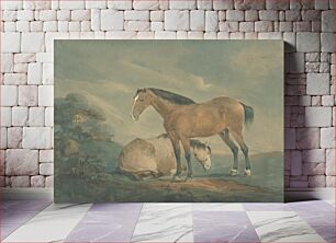 Πίνακας, Two Bay Horses in a Landscape