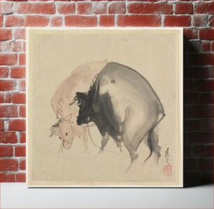 Πίνακας, Two Bulls (ca. 1810) by Maruyama Oju