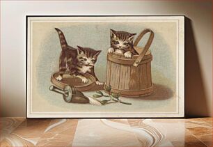 Πίνακας, Two cats, one in a bucket and one on the lid