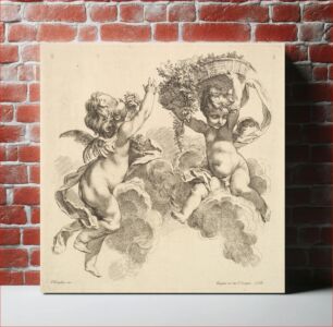 Πίνακας, Two Children, One Holding a Basket with Flowers by François Boucher
