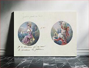Πίνακας, Two Costume Designs or Portrait Types, Anonymous, French, 19th century