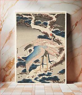 Πίνακας, Two Cranes on a Snow–covered Pine Tree (ca.1834) in high resolution by Katsushika Hokusai