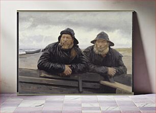 Πίνακας, Two fishermen by a boat by Michael Ancher