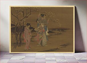 Πίνακας, Two girls and a man under a cherry tree