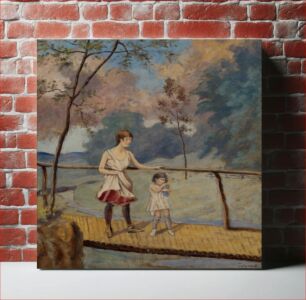 Πίνακας, Two Girls on a Log Bridge, Louis Eilshemius