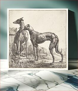 Πίνακας, Two greyhounds and a sleeping dog by Simon De Vlieger