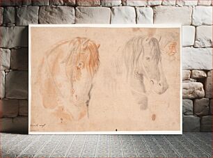 Πίνακας, Two horse heads and a man's head by Hendrik Krock