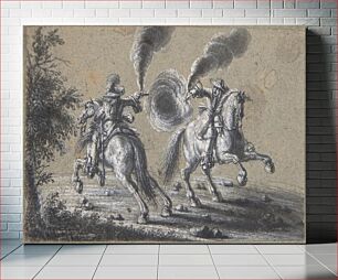 Πίνακας, Two Horsemen Shooting at Each Other by Heinrich Werdmüller