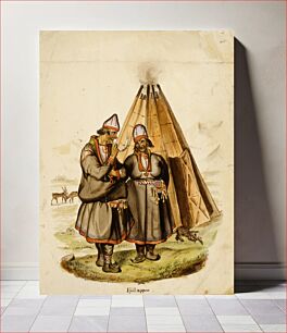 Πίνακας, Two laplanders outside of a lapp cot, 1849, Anders Ekman