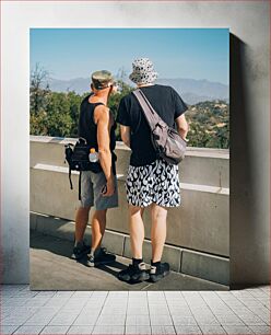 Πίνακας, Two People Overlooking Scenic View Δύο άτομα με θέα στη γραφική θέα