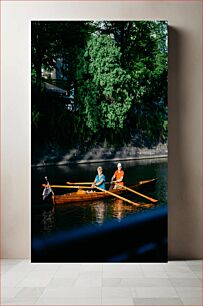 Πίνακας, Two People Rowing in a Boat Δύο άτομα που κωπηλατούν σε μια βάρκα