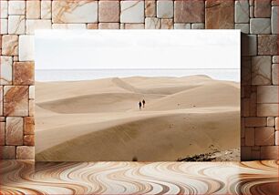 Πίνακας, Two People Walking in a Desert Landscape Δύο άνθρωποι που περπατούν σε ένα έρημο τοπίο