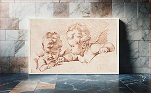 Πίνακας, Two putti.Draft for door piece at Amalienborg by Francois Boucher