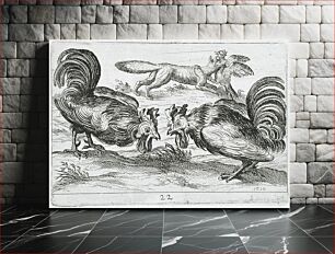 Πίνακας, Two Roosters Fighting by Hendrik Hondius I and Antonio Tempesta