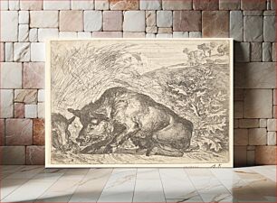 Πίνακας, Two wild boars, Abraham Hondius